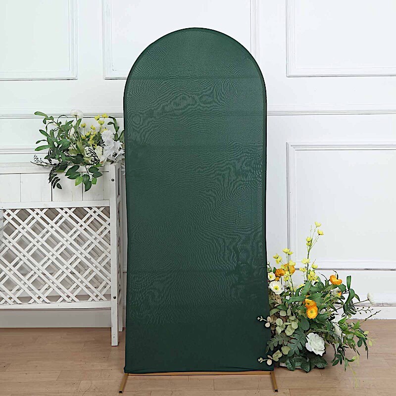 5 ft HUNTER GREEN Matte Fitted Spandex Round Top Arch Backdrop STAND COVER Party