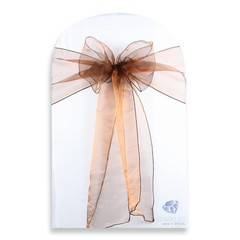 20 pcs Organza Chair Cover Bow Sash 108″x8″ – Brown – Wedding Party Banquet id