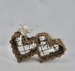 Rustic Grapevine Twig Double Heart Wall Decor Wedding Bridal Basket Centerpiece