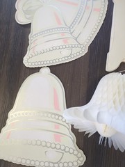 Vintage Lot Of 14 Beistle/Hallmark White/Blue Honeycomb Bells Wedding +4 Diecut