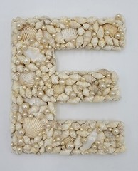 Wedding Seashell Letter E Beach Decor Beach Wedding Gift Pearls Small White