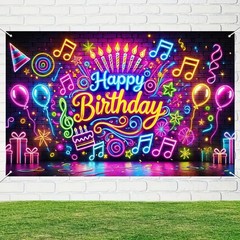 Neon Happy Birthday Banner Glow In The Dark Happy Birthday Banner Glow In The…