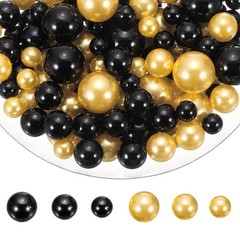 200 Pcs Pearl Bead for Vase Filler, 20/14/10mm Floating Beads(Black Yellow)