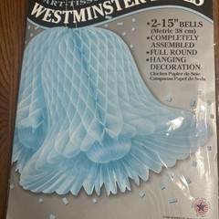 VTG 90s Beistle Westminster Wedding Bells 2 15 In Honeycomb Decor Light Blue USA