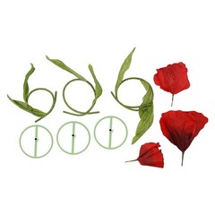 3 Pack Large Burgundy Artificial Corn Poppy Flowers, Freestanding Floral Decor
