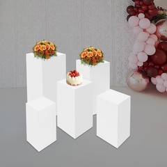 5 Pack Modern Square Cake Pedestal Stands Iron White For Cake Shops Weddings