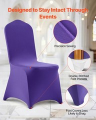 VEVOR 50PCS Purple Stretch Spandex Folding Chair Covers for Wedding Party Dining