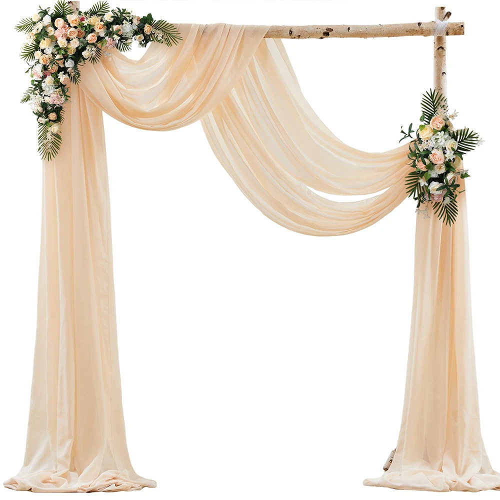 H 6/10m Chiffon Fabric Curtains Wedding Bow Ceremony Reception Party Stage
