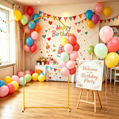 6.6FT Gold Metal Wedding Arch Backdrop Stand Balloon Frame Party Decor 2PC