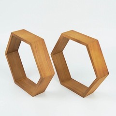 2 Hexagon 9″ Wood Geometric WALL SHELVES Wedding Party Decorations Supplies