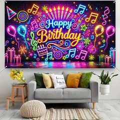 Neon Happy Birthday Banner Glow In The Dark Happy Birthday Banner Glow In The…