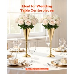 Uimoso Set of 20 Gold Trumpet Vases, 16.9in Tall Wedding Table Centerpieces