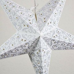 Quasimoon 24″ Silver Bramble Glitter Paper Star Lantern, Hanging Decoration b…