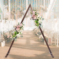 Wooden Triangle Wedding Arch 8.2ft Rustic Backdrop Stand With Grass Nails Decor