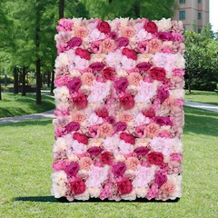 6pcs Silk Artificial Flower Wall Panel Wedding Party Backdrop Floral Home Decor