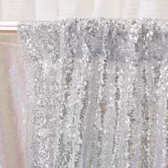 Sequin Backdrop, 2 Pcs Silver 2Ftx8Ft Curtains for Party, Wedding, Event, Photog