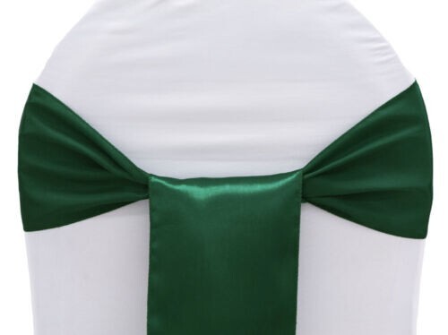 50 Hunter Green SATIN Chair Sash Bow Sashes Wedding Banquet Events Decor (B95)