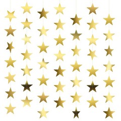 Star Garland, Gold Star Garland Banner, 10PCS 132 Feet Double Side Star Hangi…