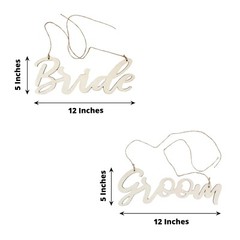 2 Natural 12×5 in Wooden Bride and Groom Chair Signs HANGING DECOR Party Events