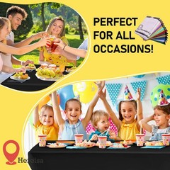 Black Plastic Tablecloths 2 Pack Disposable 54 x 108 Inch PEVA Opaque Rectang…