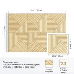 Acoustical Wall Panels,6 Pack 23.6×23.6 Inch UV Wood Texture Wall Art for L