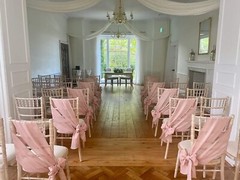 CHAIR COVER BOW SASHES TABLE RUNNERS WEDDING EVENT DÉCOR LINEN BURLAP FABRIC