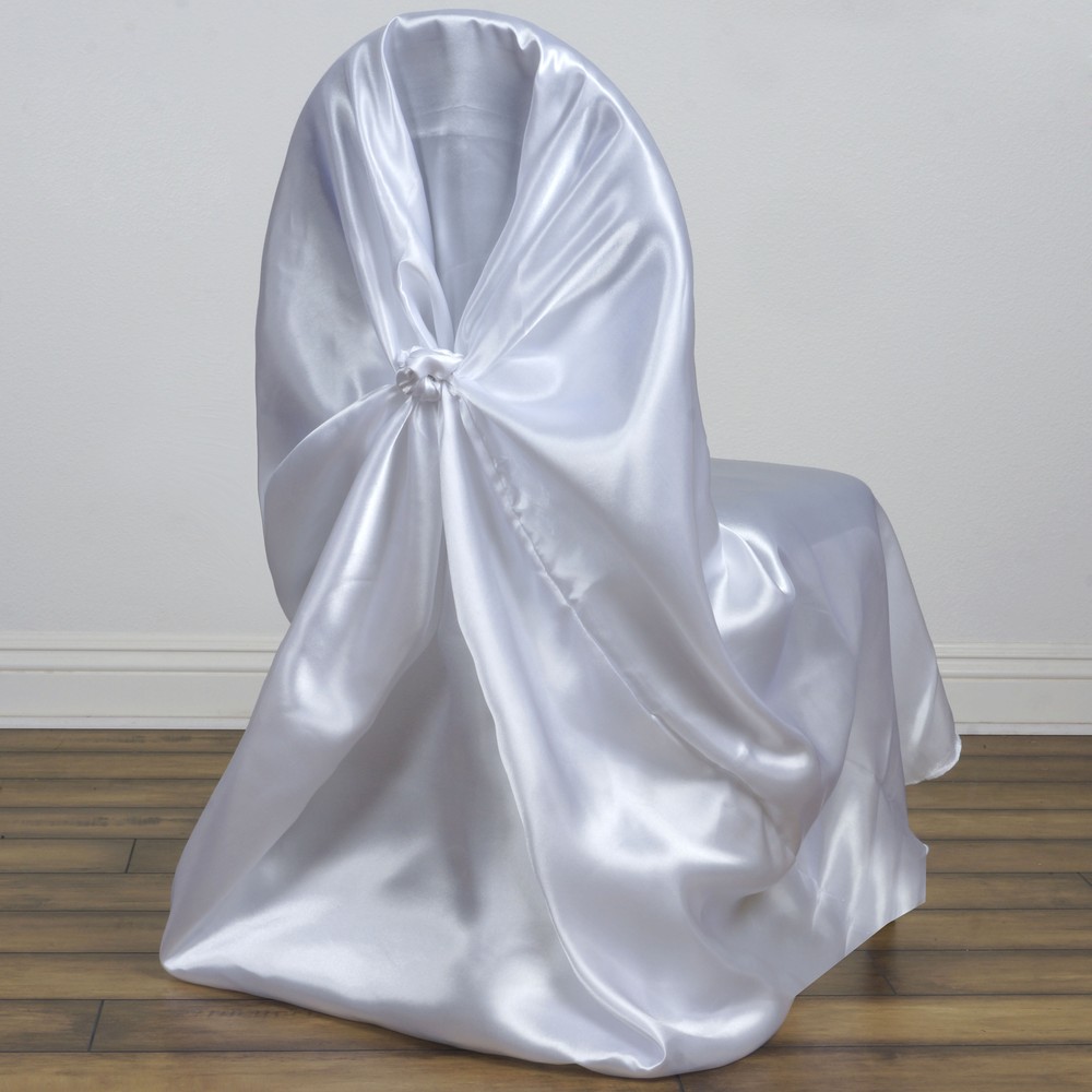 10 White Satin UNIVERSAL CHAIR COVERS Wedding Brunch Home Slipcover Decorations