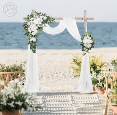 Odouzy Wedding Arch Flowers Kit White Floral Swag & Drapes Set of 3