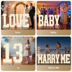 4FT Marquee Letters J Sign,Large Light Up Numbers Party Decoration – Hook and…