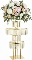 5-Tier Crystal Gold Vase for Centerpiece – Large Wedding Decor Flower Stand | Me