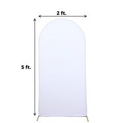 5 ft WHITE Matte Fitted Spandex Round Top Arch Backdrop STAND COVER Party