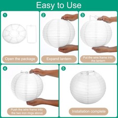 3 Pcs White Round Paper Lanterns 14 Inch Paper Lantern Party Decorations