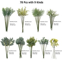 78Pcs Faux Flowers, Artificial Greenery Stems, Greenery for Centerpieces for …