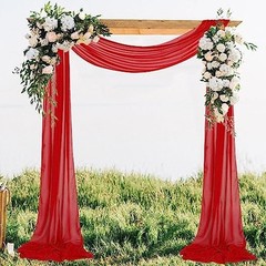 Wedding Arch Draping Fabric Sheer Fabric for 29″W x 216″L (Pack of 1) Red
