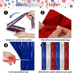 2 Pack 4th of July Decorations, 3.28 FT x 7.05 250 2 PCS, Blue Silver Red