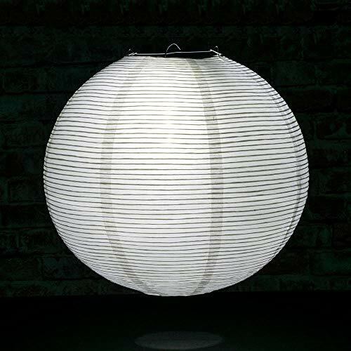 Quasimoon 20″ White Fine Line Premium Even Ribbing Paper Lantern, Extra Sturd…