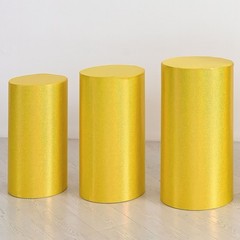 Set of 3 Cylinder Stand Covers, Bright Yellow, Laser Reflective Fabric-Small