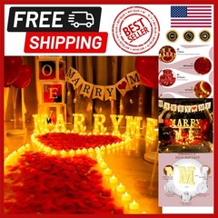 Light Up Proposal Sign Kit: ‘Marry Me’ with Flameless Candles & Romantic Petals