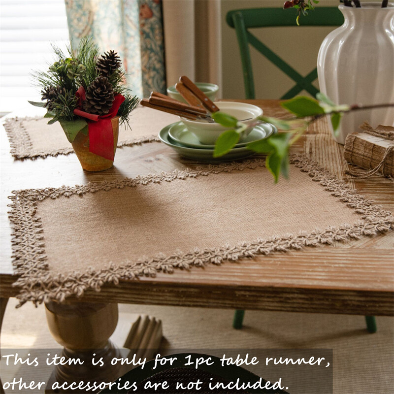Burlap Weave Table Runner Cloths Hessian for Country Wedding Party Decor Vintage