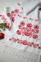 Ukrainian Wedding Rushnyk Set 4 Pcs Red Embroidered Ceremony Towels