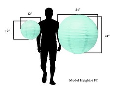 Mudra Crafts 12 Inch Round Chinese Aqua Paper Lanterns Hanging Decor | 10 PCs…