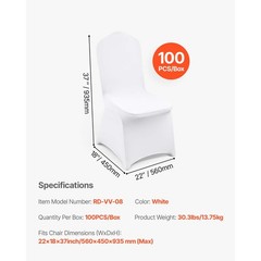 100PCS Spandex Stretch Chair Covers White Wedding Party Banquet Decoration