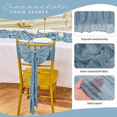 50 PCS Cheesecloth Chair Sashes, Bows Designed ChairSashes, 15.7×108 inch Cha…