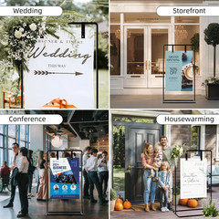 Wedding Sign Holder, Adjustable Welcome to Our Wedding Sign Stand W/Design Bundl