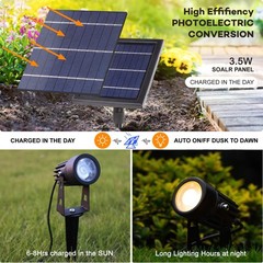 SUNLONG Solar-Powered Cast Aluminium Warm White LED Spotlight for Outdoor Gar…