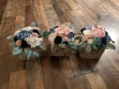 16PC Pink Dusty Blue Centerpiece Set Artificial Navy Sola Wood Wedding Flowers