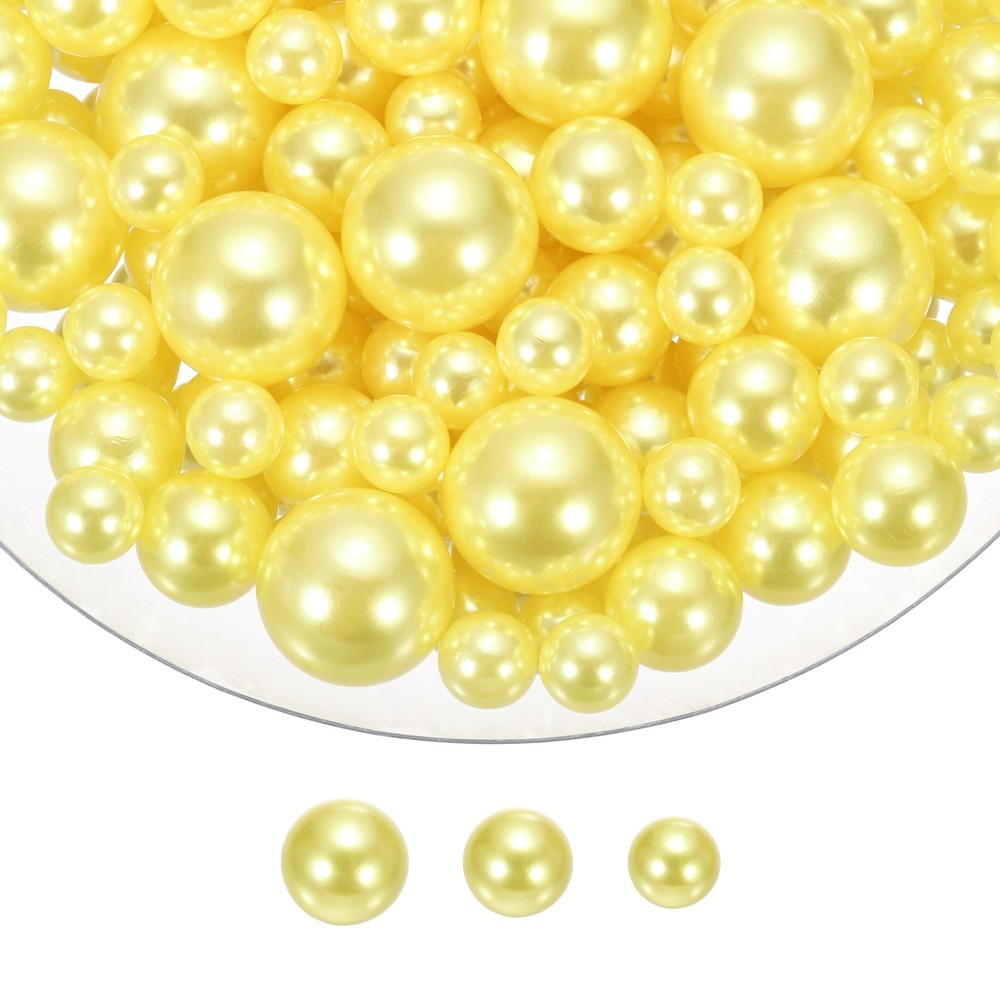 150 Pcs Pearl Bead for Vase Filler, 20/14/10mm Floating Beads(Bright Yellow)