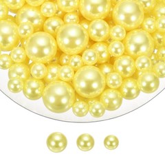150 Pcs Pearl Bead for Vase Filler, 20/14/10mm Floating Beads(Bright Yellow)