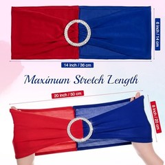12 Pcs Spandex Chair Sashes Patriotic Stretch Chair Ties Bows Blue and Red