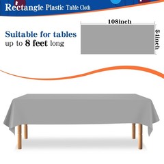 12 Pack Silver 54 x 108 Inch Disposable Plastic Tablecloths Rectangular Table…